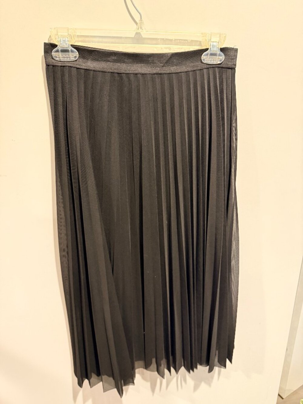 Black Pleated Midi Skirt